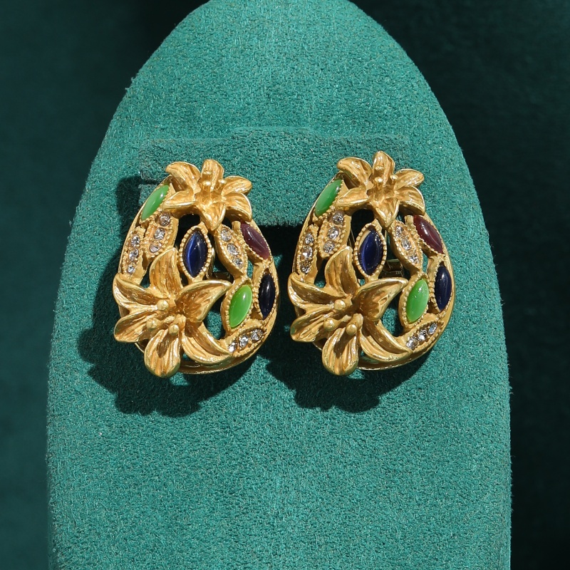 Vintage Fashion Jewelry Brands - Vintage Renkli Cam Trompet Küpe Kadınlar