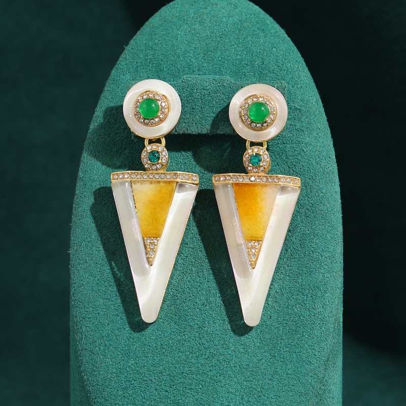 Vintage Fashion Jewelry Brands - Vintage Yeşil Sırlı Buzul Beyaz Kabuk