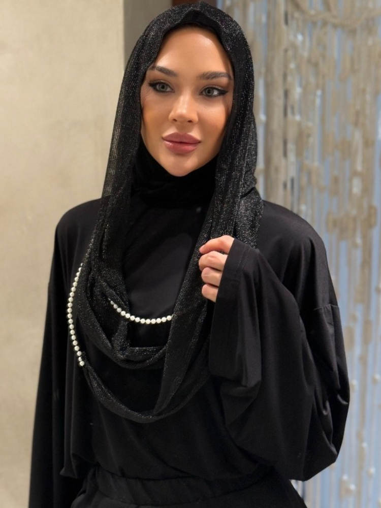 Vintage Fashion Hats - Yeni Dubai Kapüşonlu Başörtüsü İnci Kordonlu