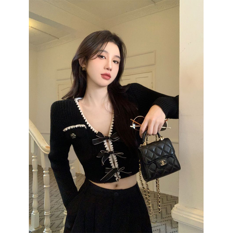 Crop Cardigan Vintage - MEXZT Vintage örme hırka kadın yay