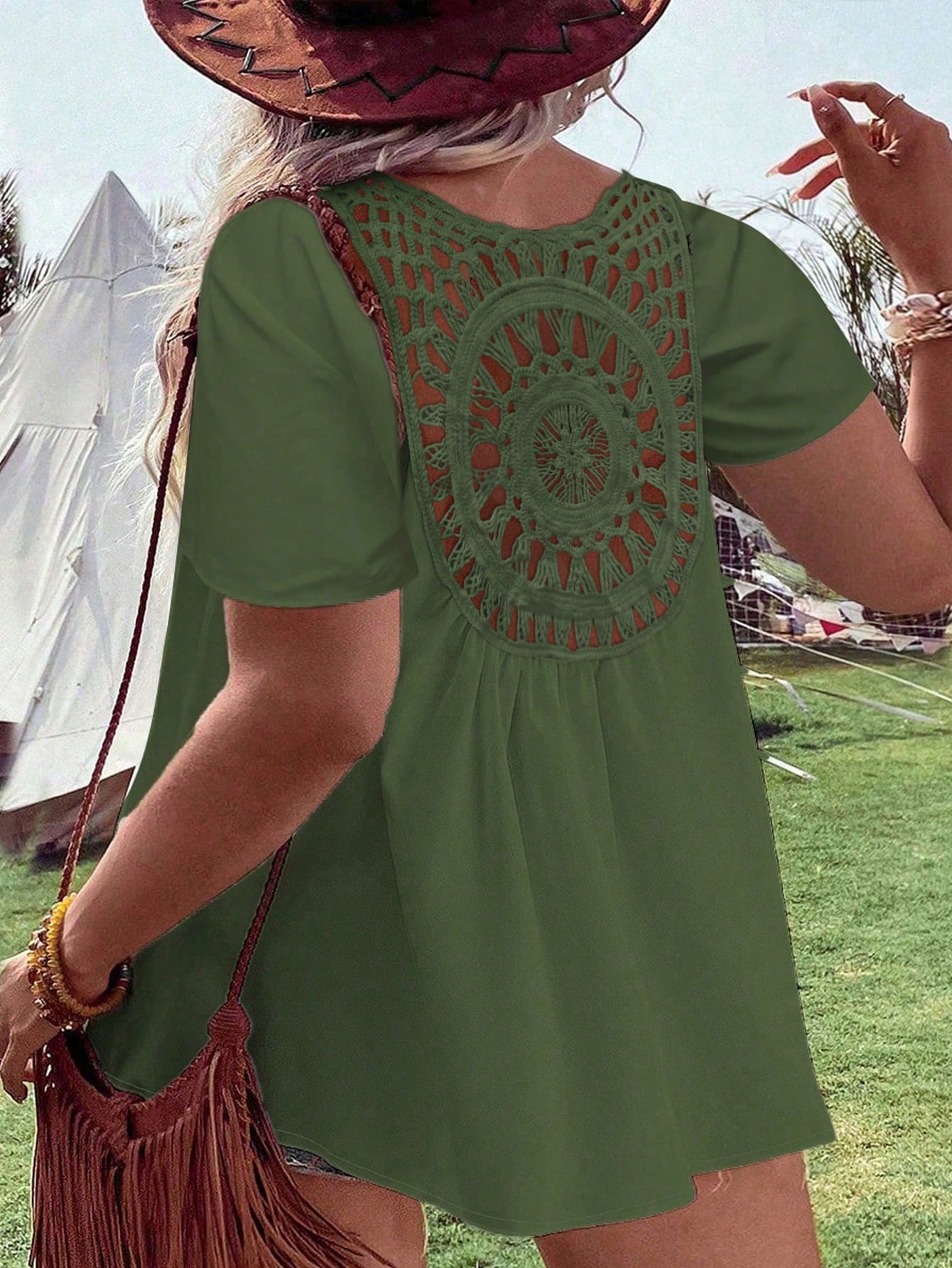 Crochet Top Boho - Kadın Büyük Beden Tığ İşi Sırt