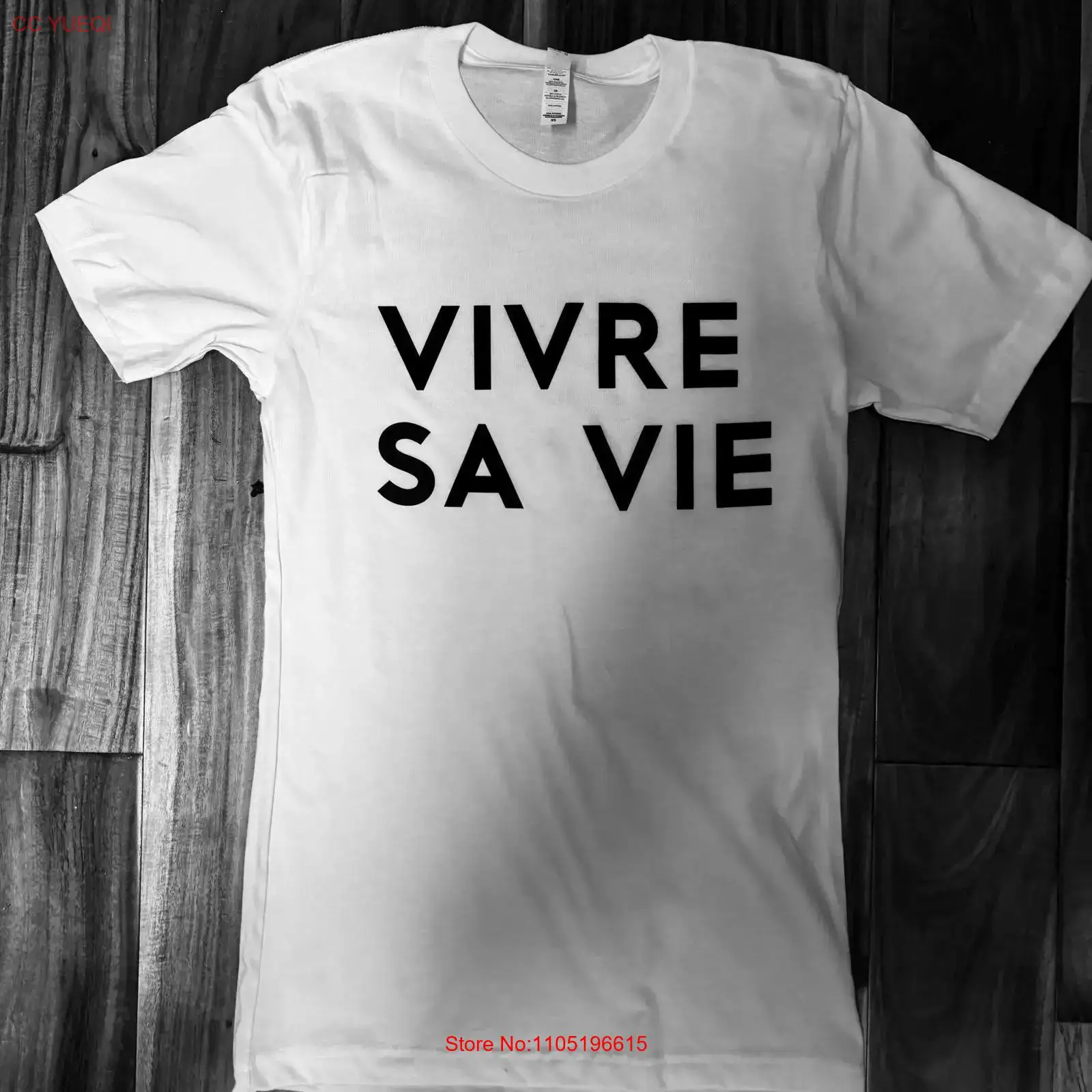 French Vintage Fashion - Hayatınızı Yaşayın Fransız Tişörtü vintage Yıkanmış