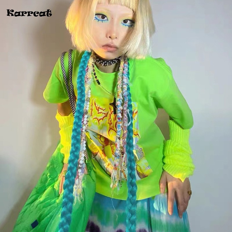 Tie Dye Shirt Vintage - Karrcat Y2k estetik T-shirt 2000s Harajuku