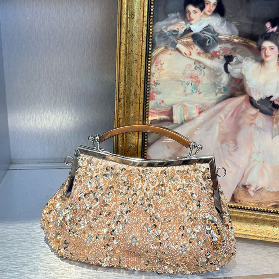 Vintage Fashion Wholesale - Trendy Vintage Çin Elbisesi Çantası İşlemeli