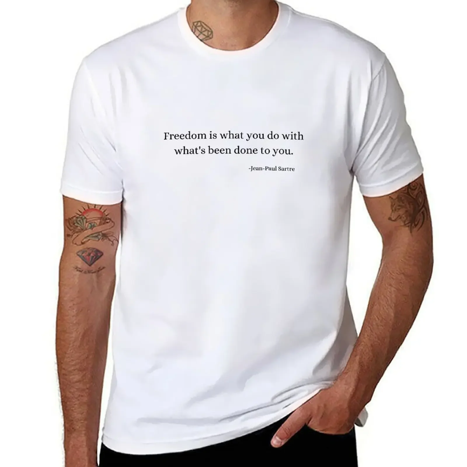 Vintage Fashion Quotes - Tarih Felsefe Sözleri: Jean-Paul Sartre Tişört