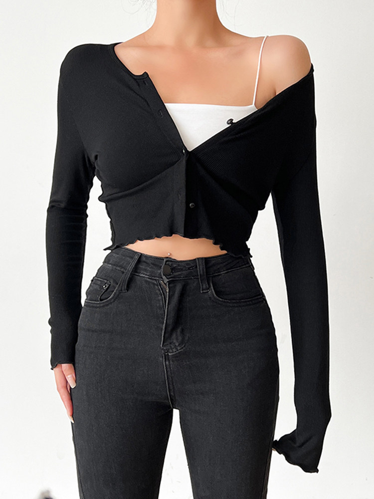 Kadın Siyah Gotik Hırka Kazak  - Crop Cardigan Vintage incelemesi ve fiyatı