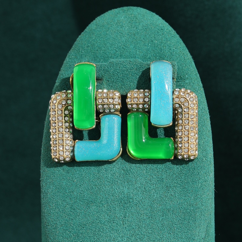Vintage Mavi Cam Yeşil Geometr - Vintage Fashion Jewelry Brands incelemesi ve fiyatı