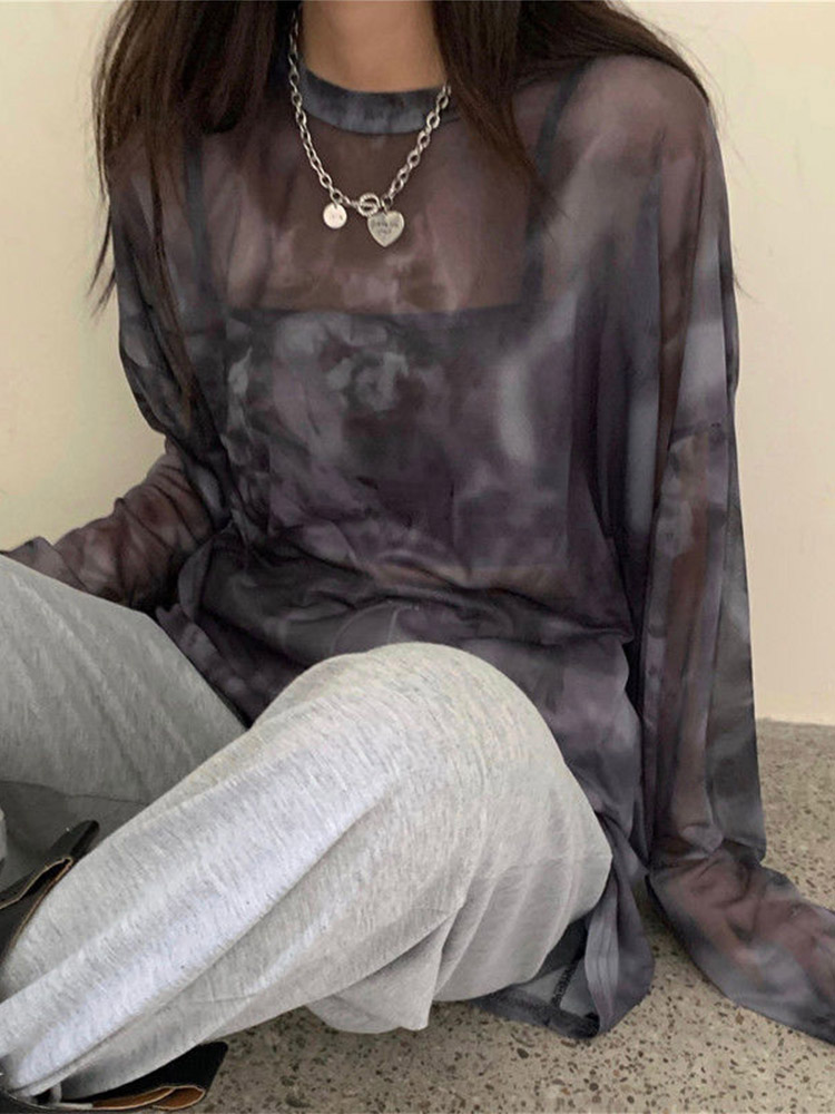 T-shirt Kadın Batik Uzun Kollu - Tie Dye Shirt Vintage incelemesi ve fiyatı