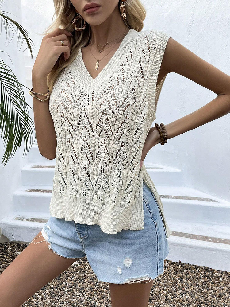 Kadın Bej Tığ İşi Yelek Üst V  - Crochet Top Boho incelemesi ve fiyatı