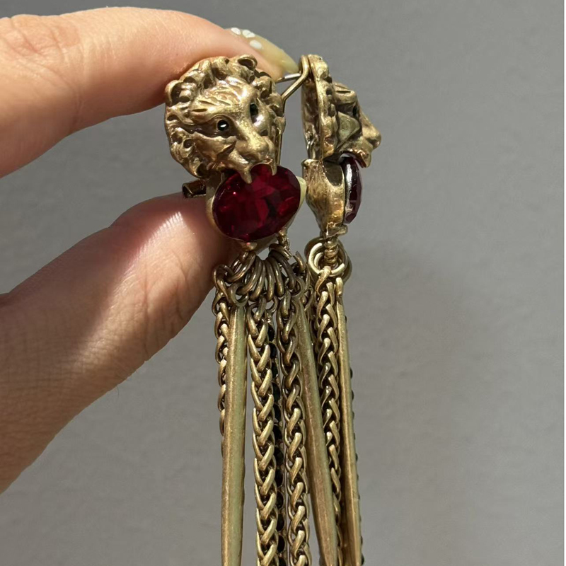 Vintage Aslan Kafası Kırmızı H - Vintage Fashion Jewelry Brands incelemesi ve fiyatı