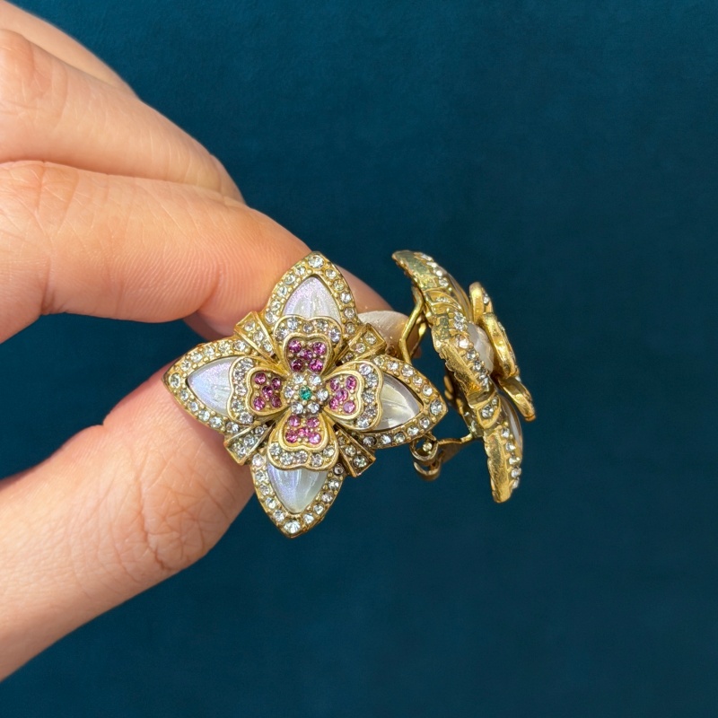 Vintage Renkli Rhinestone Dört - Vintage Fashion Jewelry Brands incelemesi ve fiyatı